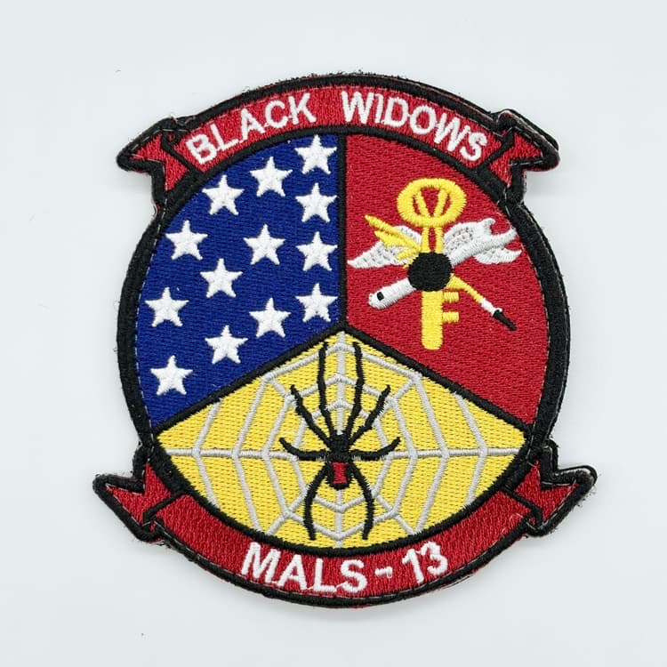 MALS 13 Black Widows Patch – Embroidered, Hook and Loop, 4 Inch