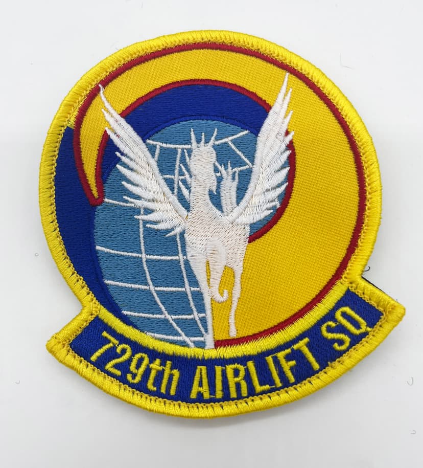 729th Airlift Squadron Patch, 4" Circular Embroidered Tactical Emblem with Hook and Loop Backing, USAF C-17 Globemaster III "Blue Jay" Reserve Heritage Insignia