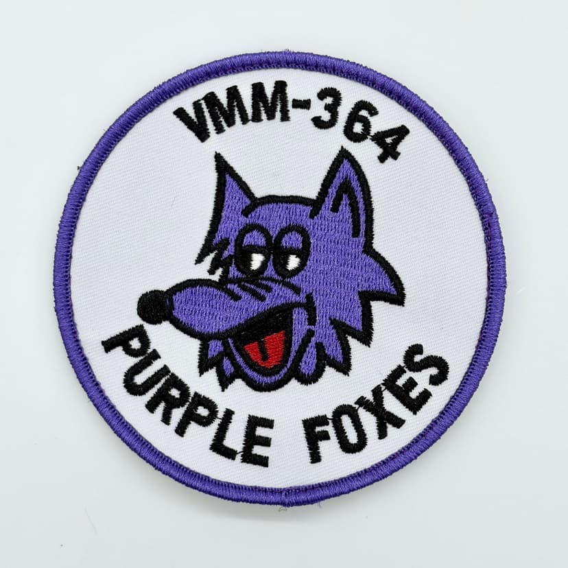 VMM-364 Purple Foxes (White Background) Squadron Patch – With Hook and Loop, 4 in (1)