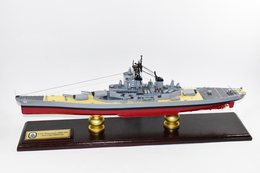 USS Wisconsin BB-64 Iowa Class Battleship, 24-inch Mahogany Model