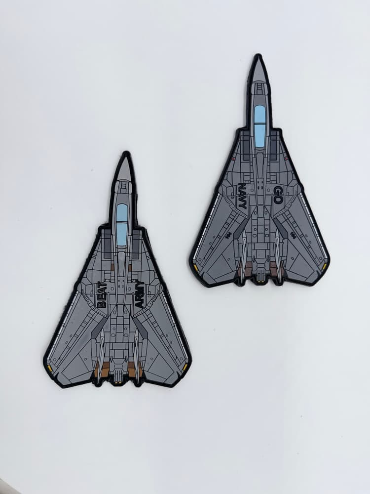 F-14 Tomcat Beat Army PVC Patch, 5x8 inch, Hook and Loop