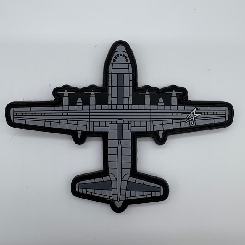 Lockheed Martin® C-130 Hercules® Gray Silhouette PVC Patch, 5 in, Hook and Loop
