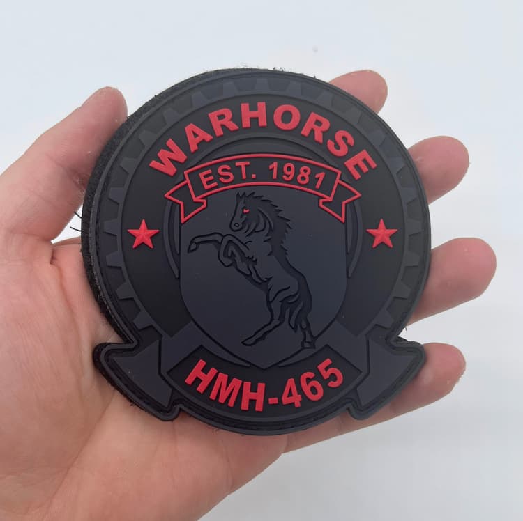 HMH-465 Warhorse Est. 1981 PVC Patch, 4 inches, Hook and Loop Backing