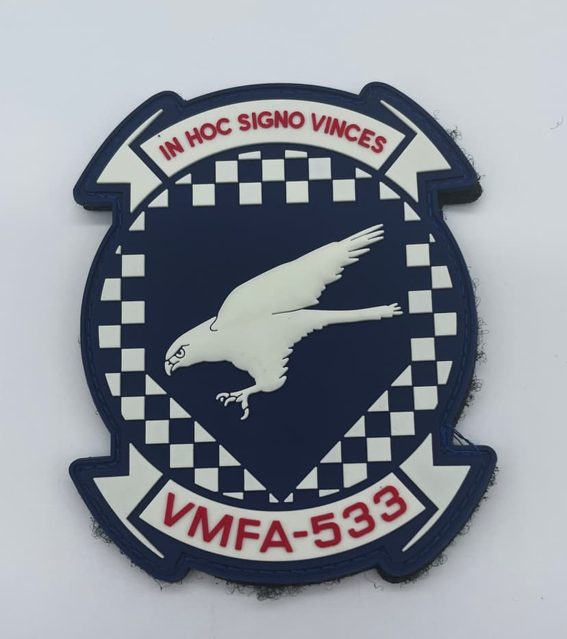 VMFA-533 Hawks Blue PVC Glow Patch, 4 inch, Hook and Loop
