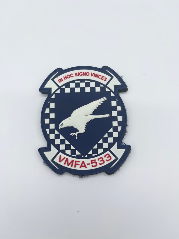VMFA-533 Hawks Blue PVC Glow Patch, 4 inch, Hook and Loop
