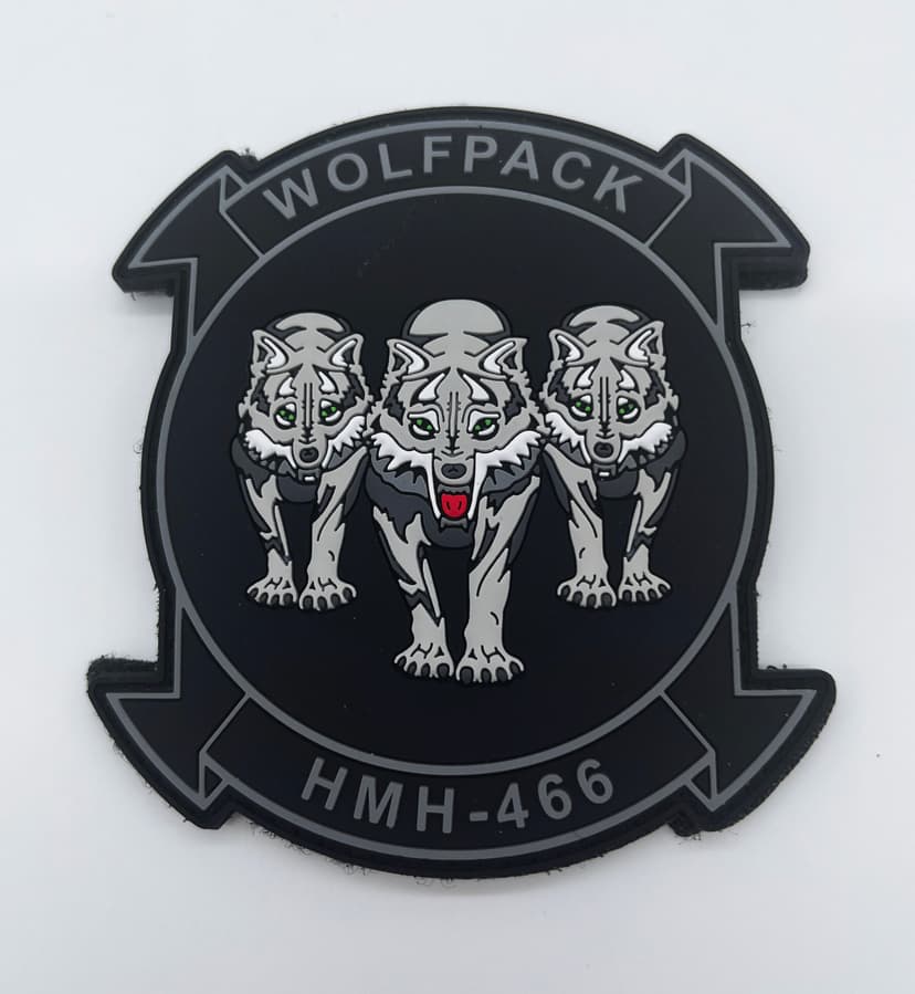 HMH-466 Wolfpack PVC Squadron Patch, 4 inch, Hook and Loop