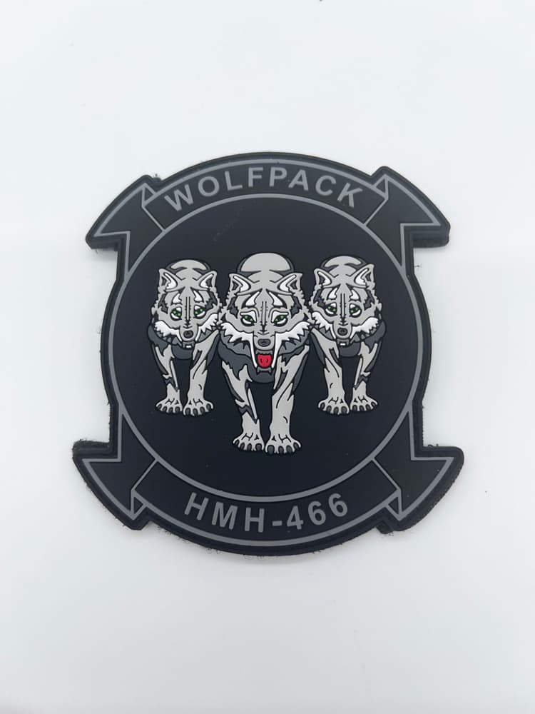 HMH-466 Wolfpack PVC Squadron Patch, 4 inch, Hook and Loop