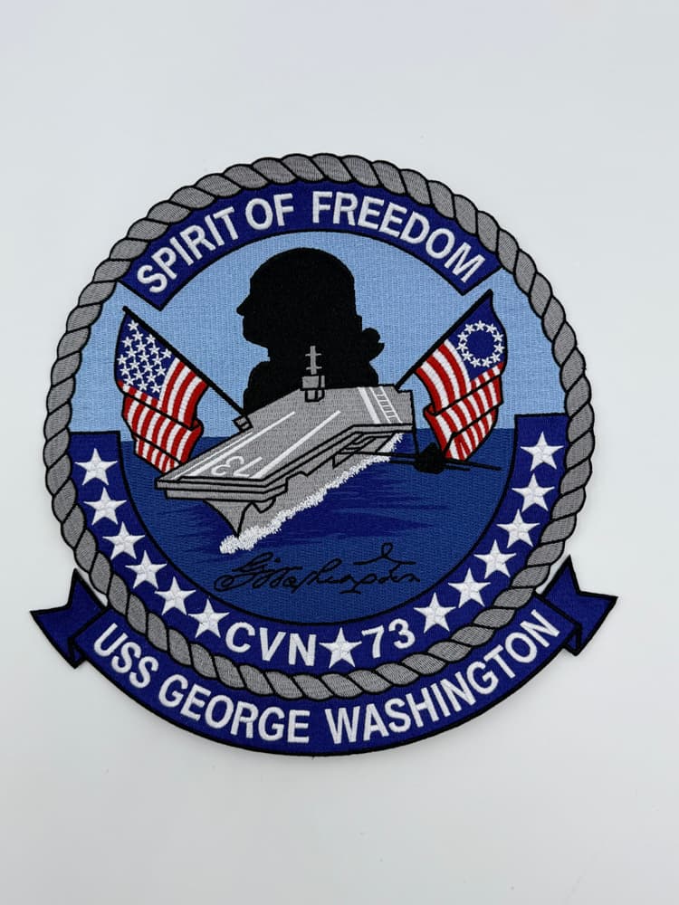 USS George Washington CVN-73 10-inch sew-on patch, front wide view