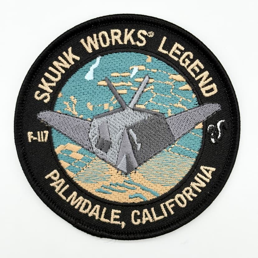 Lockheed Martin® Skunk Works® F-117 Nighthawk® Patch, Palmdale, CA – 3.5 Circular Embroidered Tactical Emblem with Hook and Loop Backing, Stealth Fighter Heritage Insign (1)