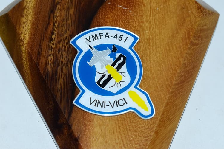 VMFA-451 Warlords F-4S Phantom II (1985) 138 Scale Mahogany Model, 18 Premium Hand-Carved Desktop Fighter Replica, Historic USMC Tailhook Era Display