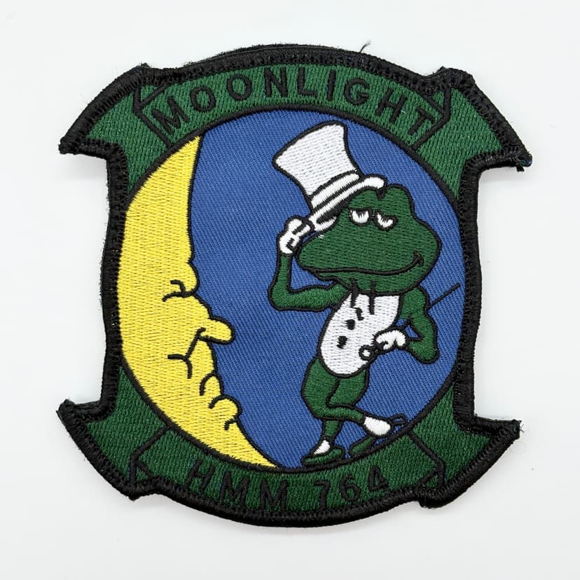 HMM-764 Moonlighters Squadron Patch, 4 Circular Embroidered Tactical Patch with Hook and Loop Backing, USMC Medium Helicopter Heritage Insignia