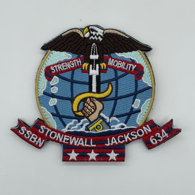 USS Stonewall Jackson SSBN-634 Patch – Embroidered, Hook and Loop, 4 Inch