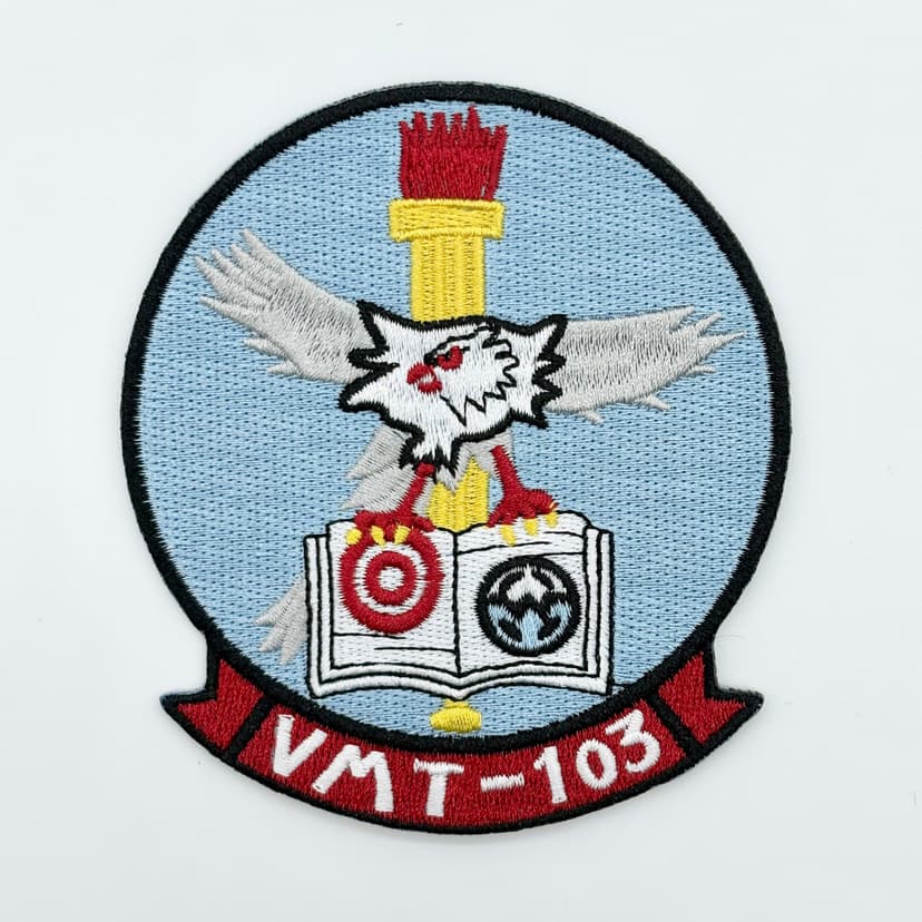 VMT-103 Sky Warriors Squadron Patch, 4 Circular Embroidered Iron-On Emblem, USMC A-4 Skyhawk Training Heritage Insignia