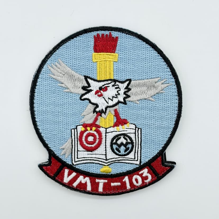 VMT-103 Sky Warriors Squadron Patch, 4 Circular Embroidered Tactical Patch with Hook and Loop Backing, USMC Skyhawk Training Heritage Insignia