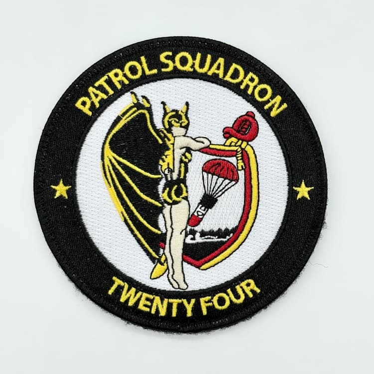 VP-24 Batmen Squadron Patch, 4 Circular Embroidered Tactical Patch with Hook and Loop Backing, US Navy P-3 Orion Maritime Patrol Heritage Insignia
