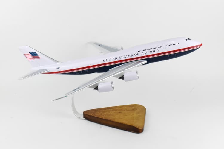 B747-8, Red, White and Blue Model, 18 inch, Mahogany