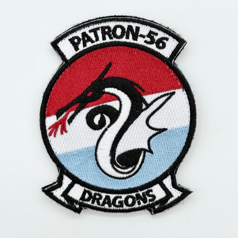 VP-56 Dragons Squadron Patch – With Hook and Loop, Embroidered, 4.25 Inch
