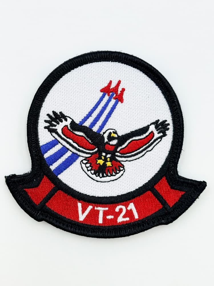 VT-21 Red Hawks Squadron Patch – With Hook and Loop, Embroidered, 4 Inch