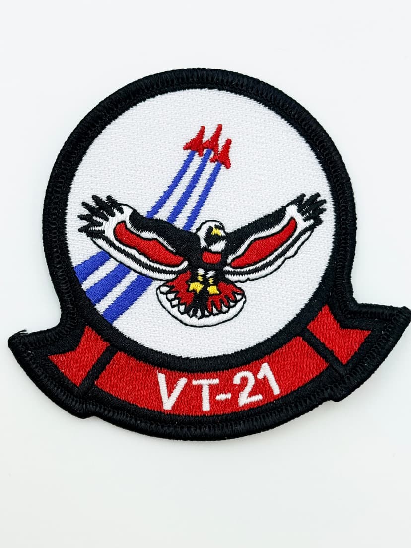 VT-21 Red Hawks Squadron Patch – With Hook and Loop, Embroidered, 4 Inch