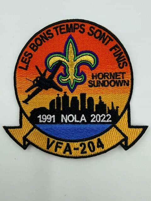 VFA-204 F/A-18 Hornet Sundown iron-on patch, front view