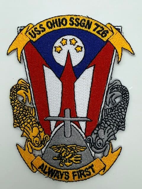 USS Ohio SSGN-726 iron-on patch, front view