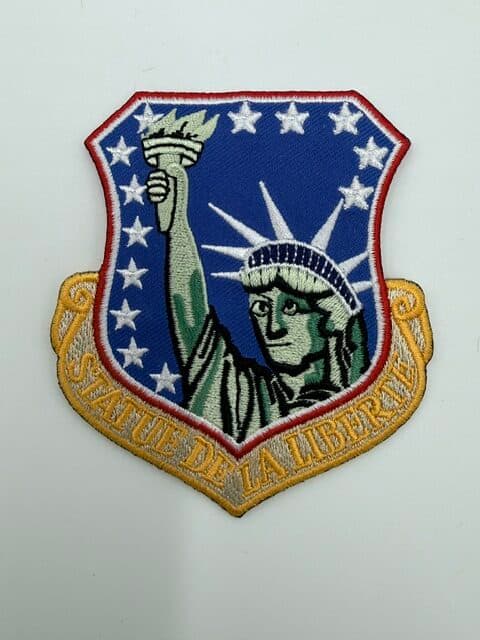 48th Tactical Fighter Wing Statue de la Liberte iron-on patch, front wide view