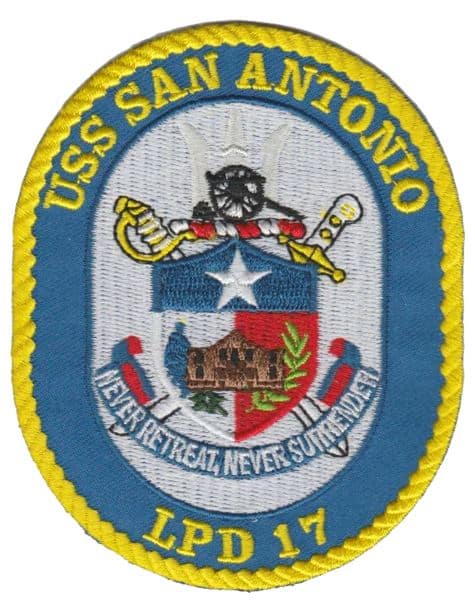 USS San Antonio LPD-17 Patch – Plastic Backing