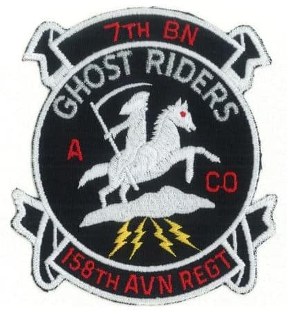 A Co 7/158th Aviation Regiment, "Ghost Riders" Patch – Plastic Backing