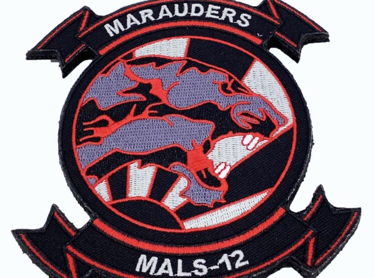 4.5 inch MALS-12 Marauders Black Patch – With Hook and Loop