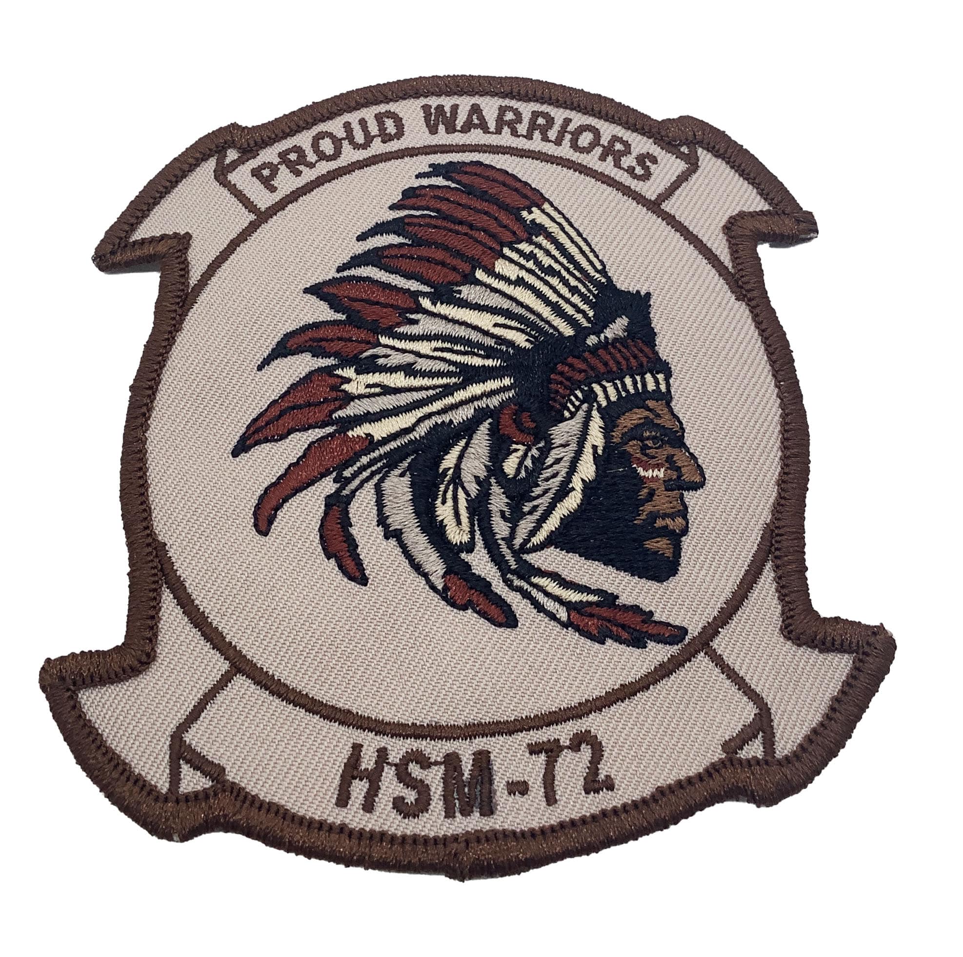 HSM-72 Proud Warriors "Big Chief" Tan Patch –With Hook and Loop