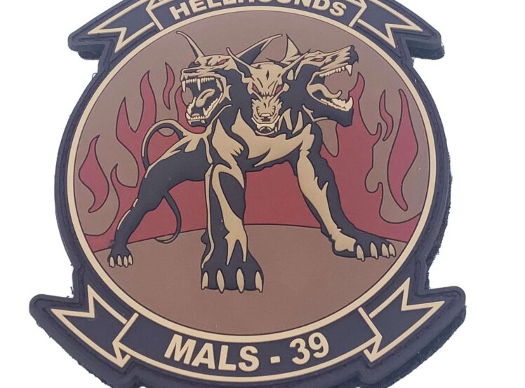 MALS-39 Hellhounds Tan PVC Patch - With Hook and Loop