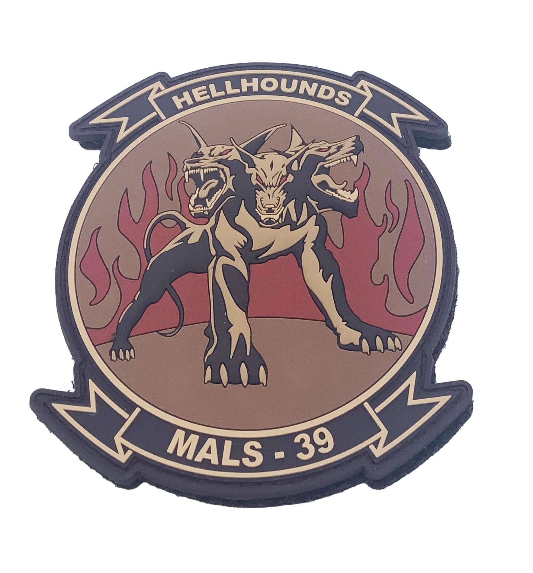 MALS-39 Hellhounds Tan PVC Patch - With Hook and Loop