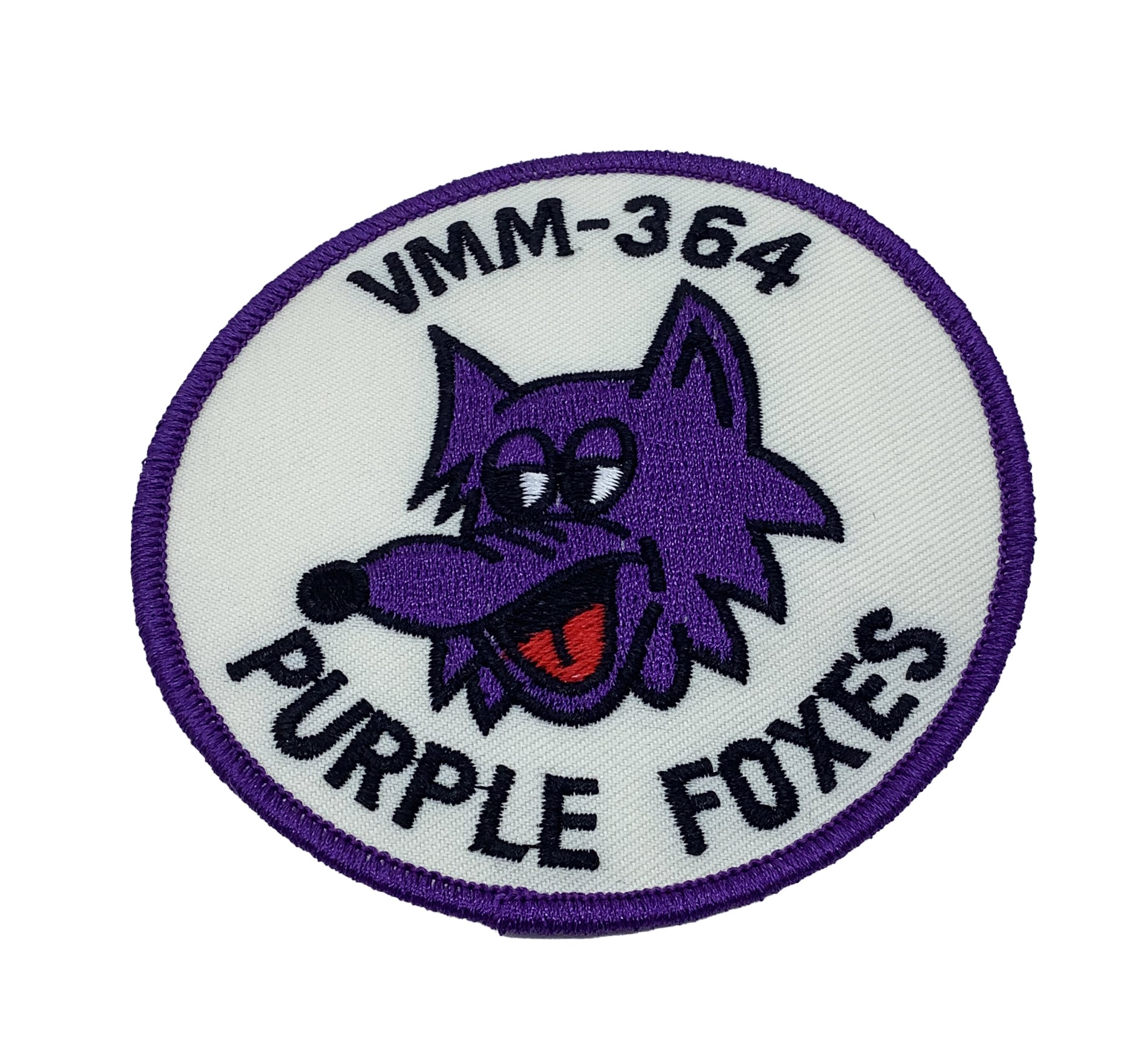 VMM-364 Purple Foxes (White Background) Squadron Patch – With Hook and Loop