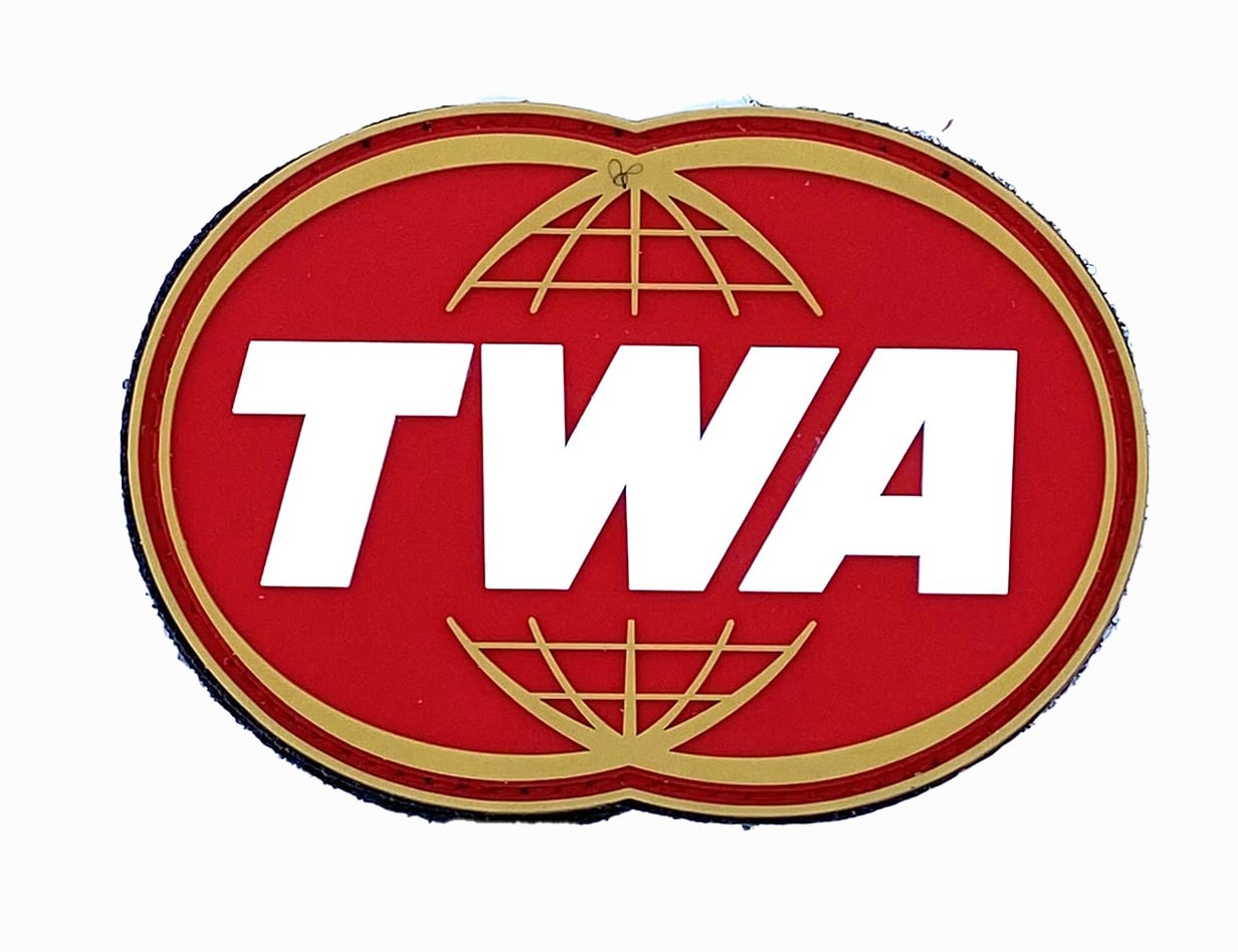 TWA Trans World Airways PVC Patch - With Hook and Loop