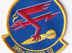 389th Fighter Squadron Patch - With Hook and Loop, 4"