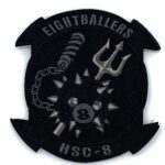 HSC-8 Eightballers Squadron Patch Black– Hook and Loop, 4.5″