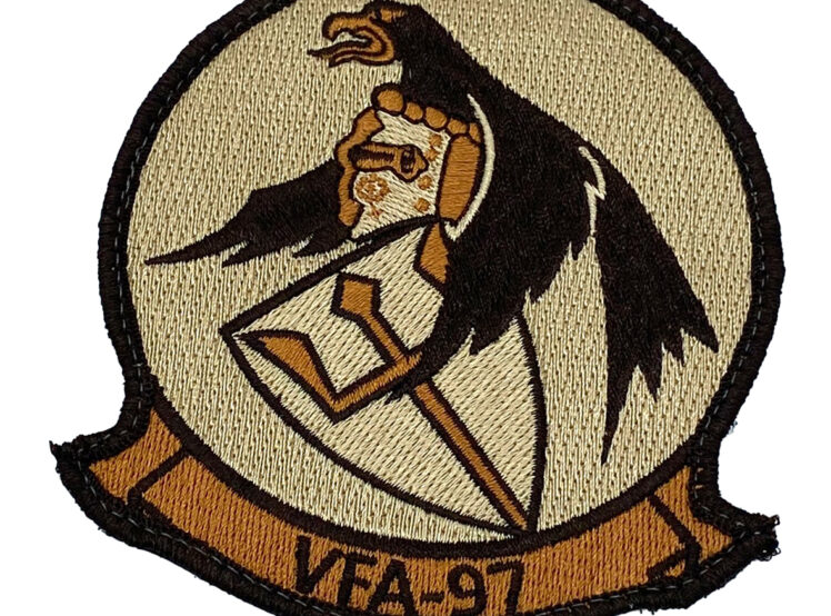 VFA-97 Warhawks Desert Tan Patch – With Hook and Loop, 4″