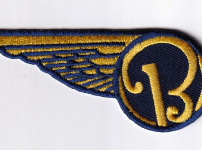 Beechcraft® (Beech Aircraft Co.) Blue and Gold Retro 3-inch Embroidered Patch Hook and Loop