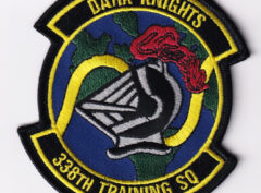 338th Training Squadron, Dark Knights, Embroidered Patch, 4 inch, Hook and Loop